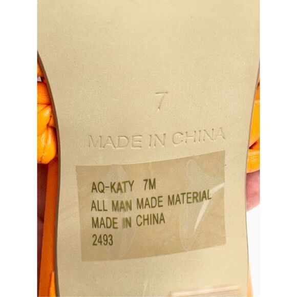 AQUA Woven Sandals Size 7 Orange High Heel Open Square Toe NEW - Picture 10 of 11